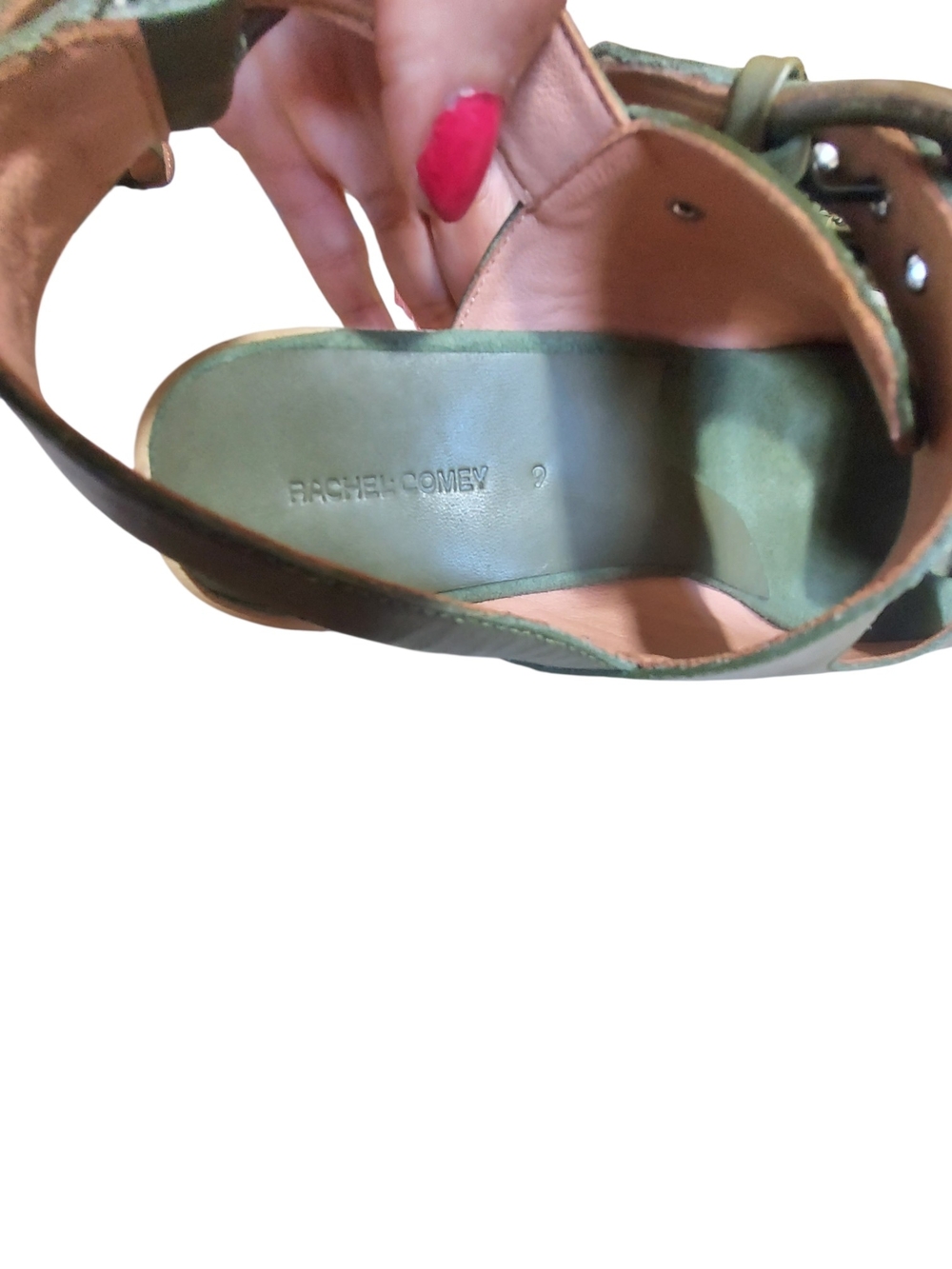 Rachel Comey Olive Green Leather Platform Clog Sandals Sz 9 Made In Peru - Picture 5 of 13